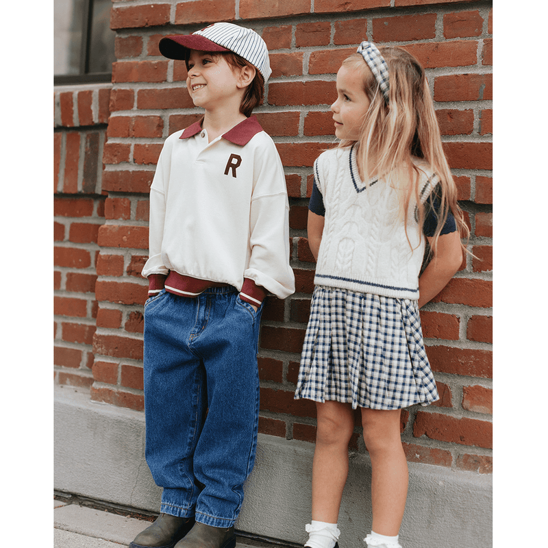 Rylee + Cru Pleated Mini Skirt - Navy Check
