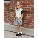 Rylee + Cru Pleated Mini Skirt - Navy Check