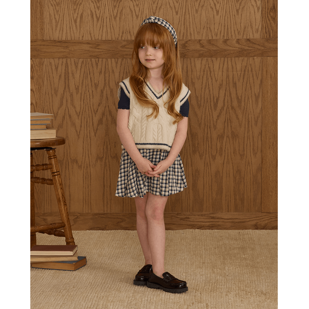 Rylee + Cru Pleated Mini Skirt - Navy Check