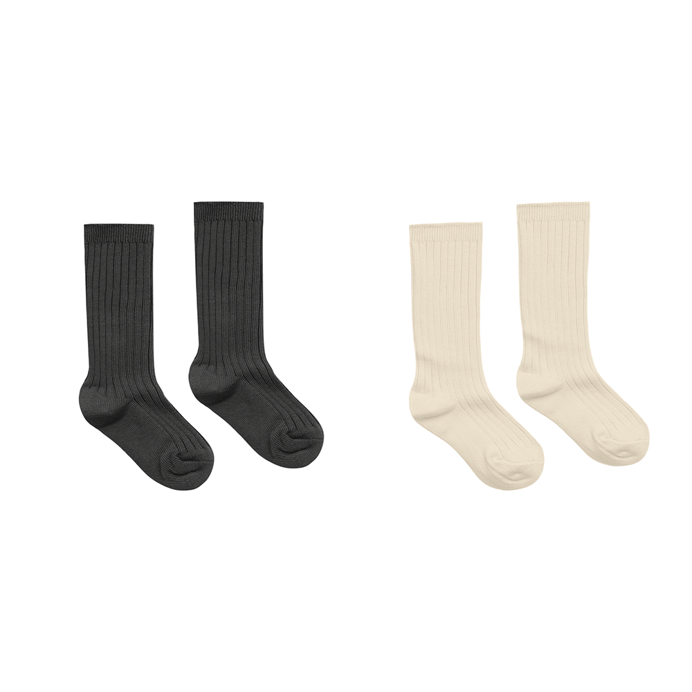 Rylee + Cru Ribbed Socks - Black, Antique