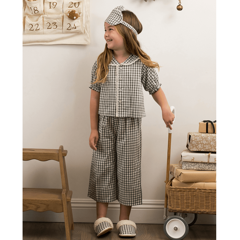 Rylee + Cru Ruffle Pajamas - Evergreen Gingham
