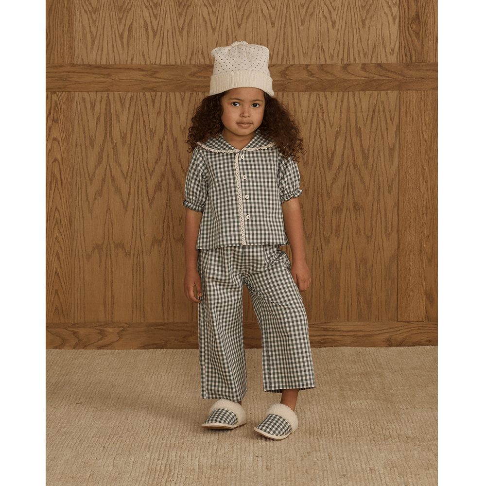 Rylee + Cru Ruffle Pajamas - Evergreen Gingham