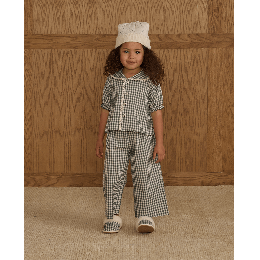 Rylee + Cru Ruffle Pajamas - Evergreen Gingham