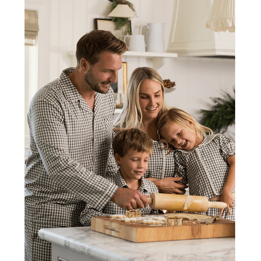 Rylee + Cru Womens Ruffle Pajamas - Evergreen Gingham