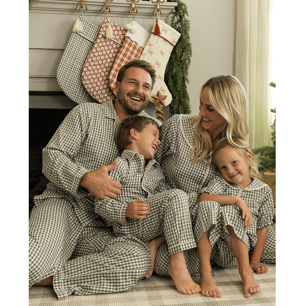 Rylee + Cru Womens Ruffle Pajamas - Evergreen Gingham