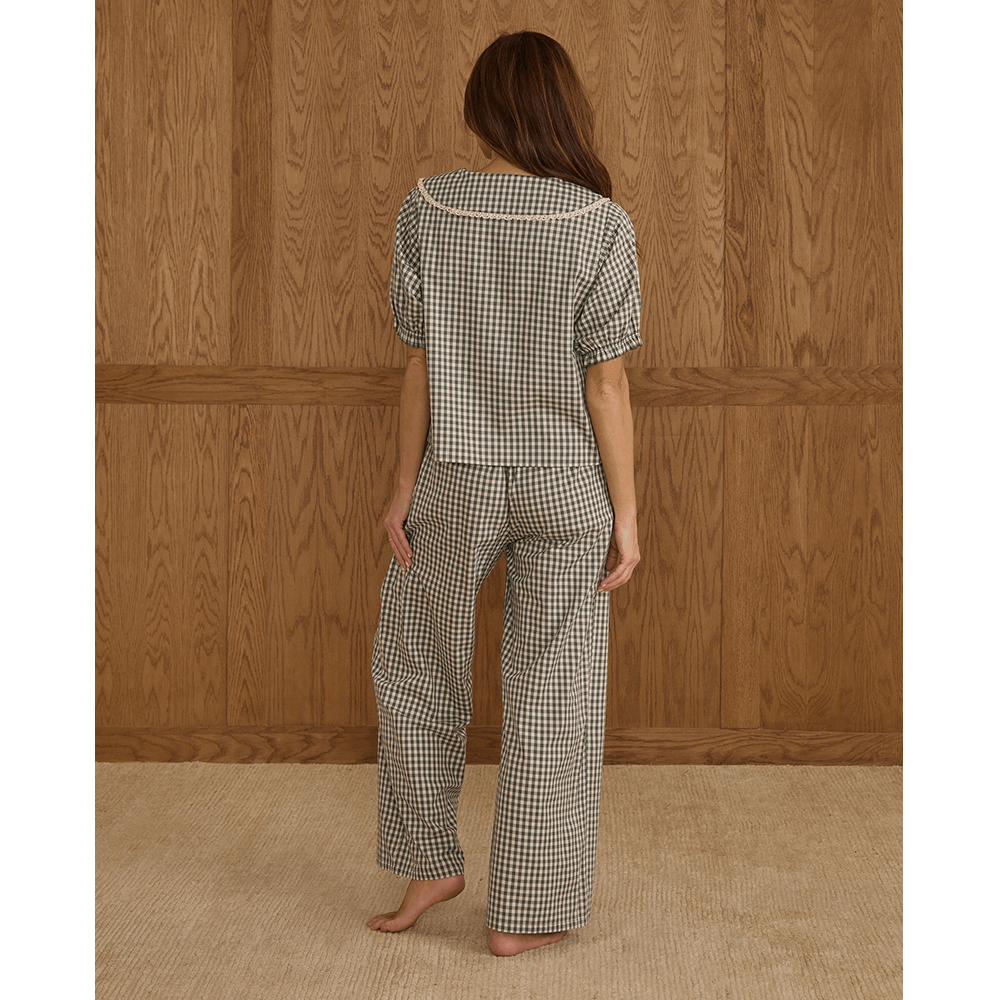 Rylee + Cru Womens Ruffle Pajamas - Evergreen Gingham