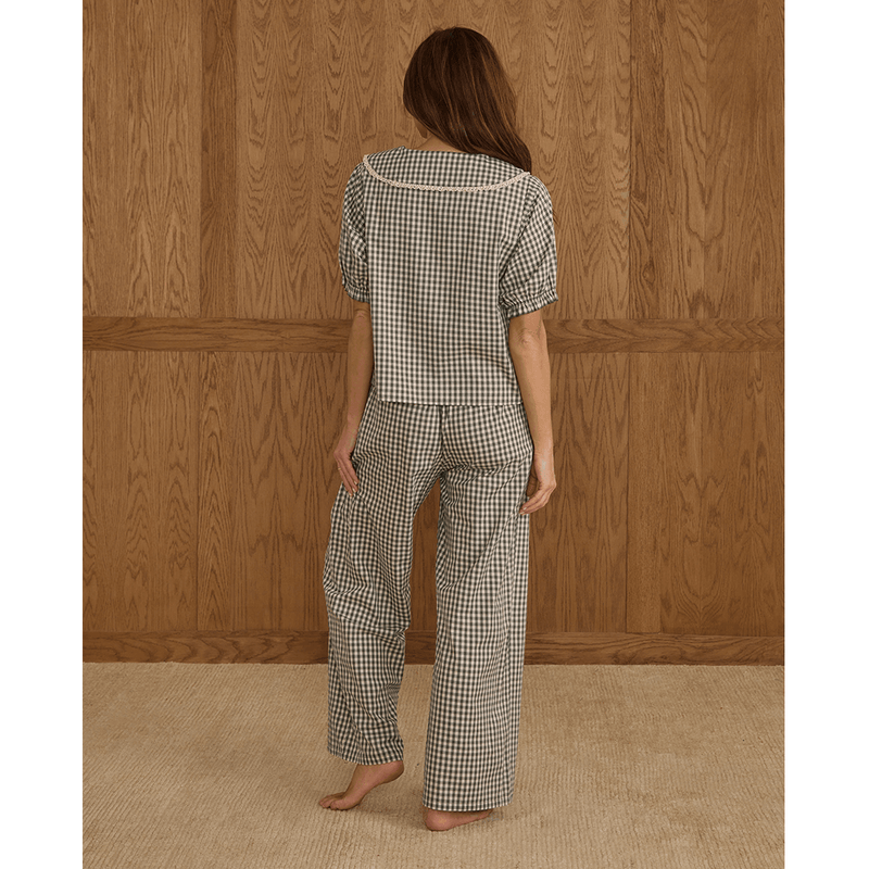 Rylee + Cru Womens Ruffle Pajamas - Evergreen Gingham