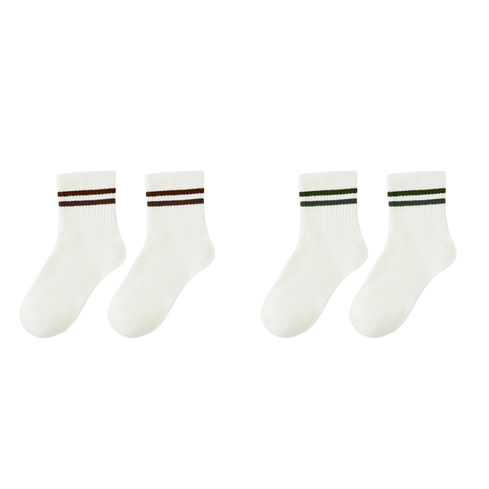Rylee + Cru Stripe Socks, 2 Pack - Brown, Green