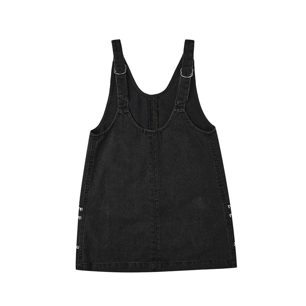 Rylee + Cru V-Neck Overall Dress - Washed Black