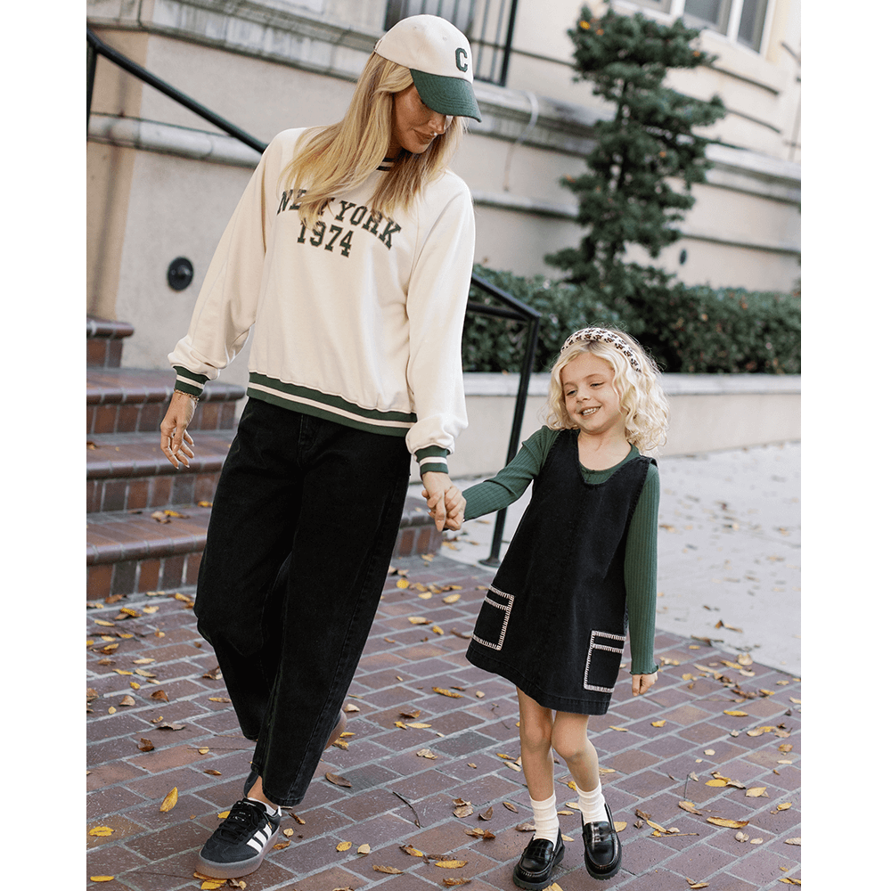 Rylee + Cru V-Neck Overall Dress - Washed Black