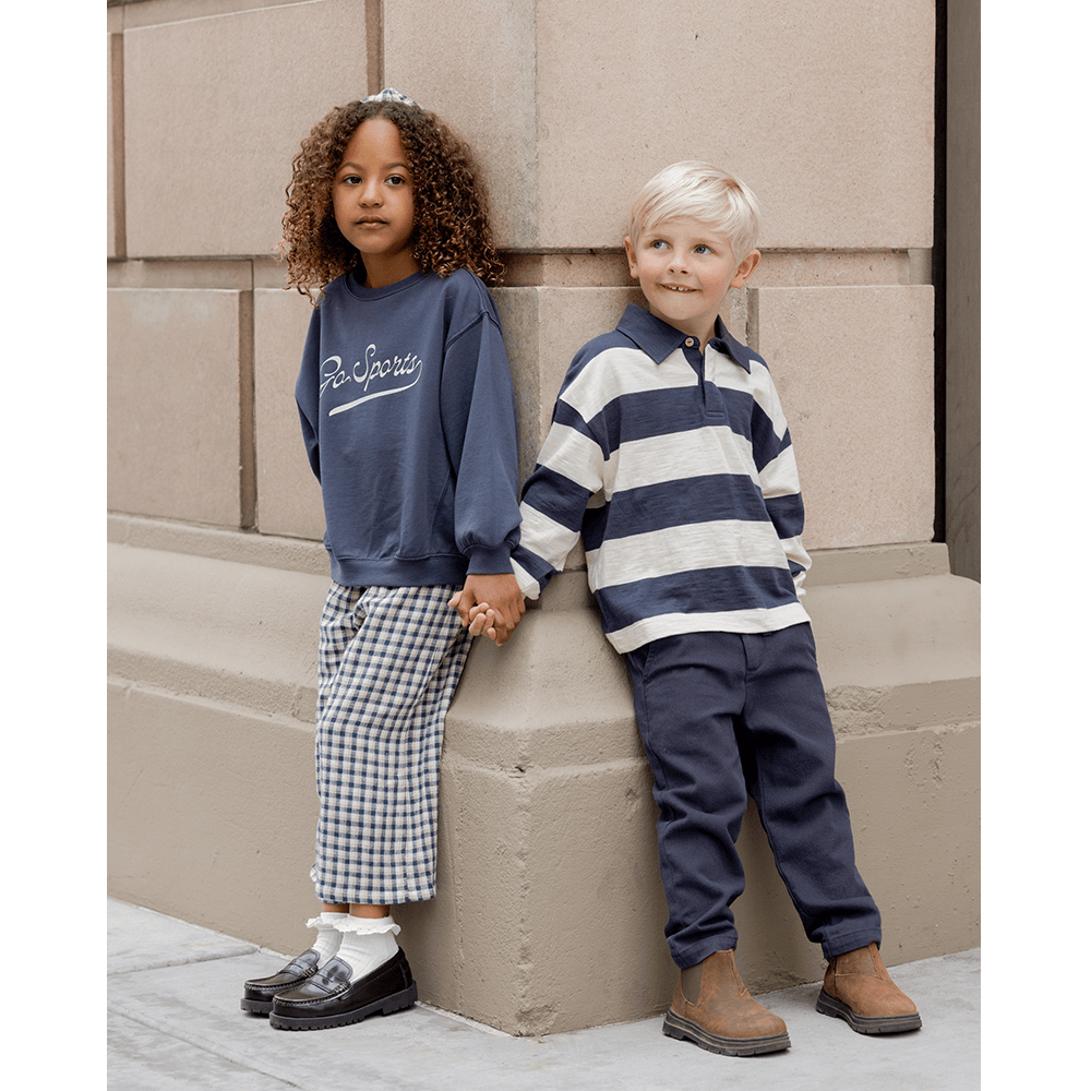 Rylee + Cru Wide Leg Pant - Navy Check