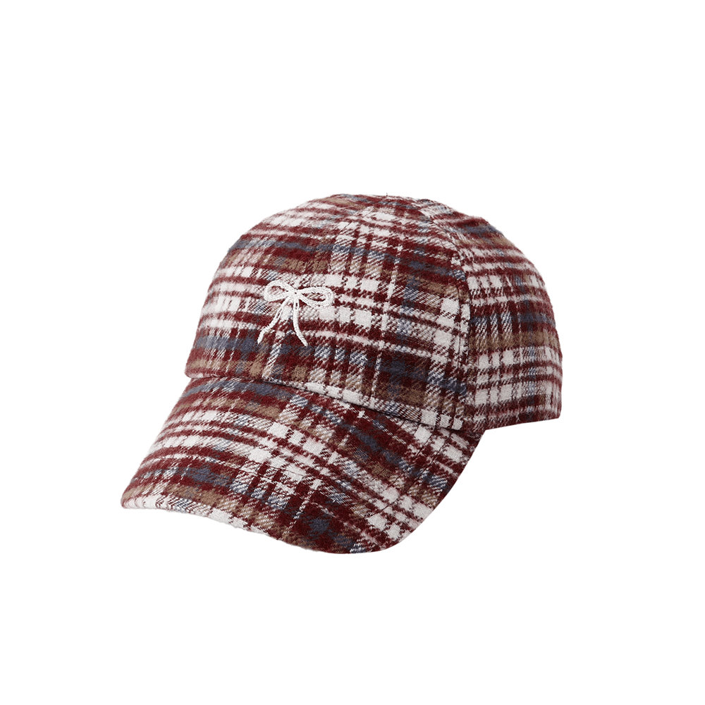 Rylee + Cru Baseball Hat - Burgundy Plaid