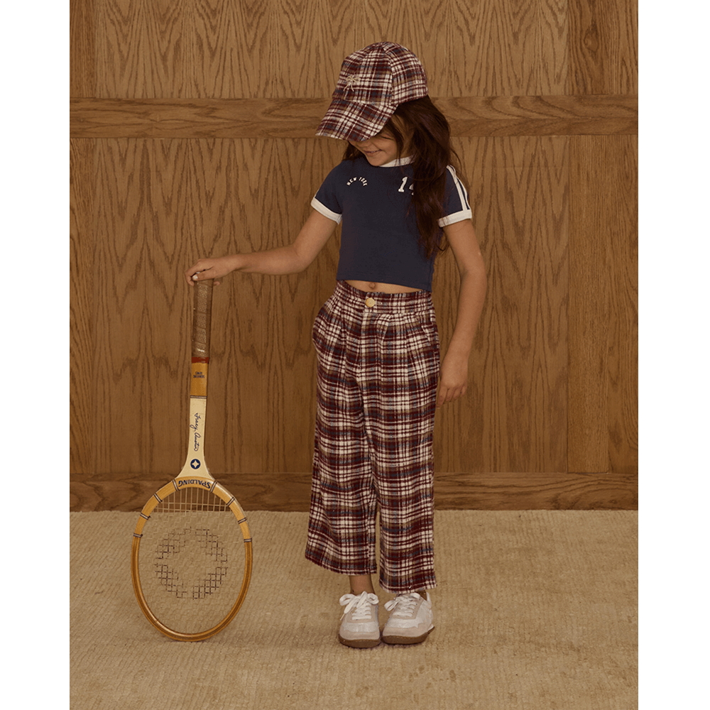 Rylee + Cru Baseball Hat - Burgundy Plaid