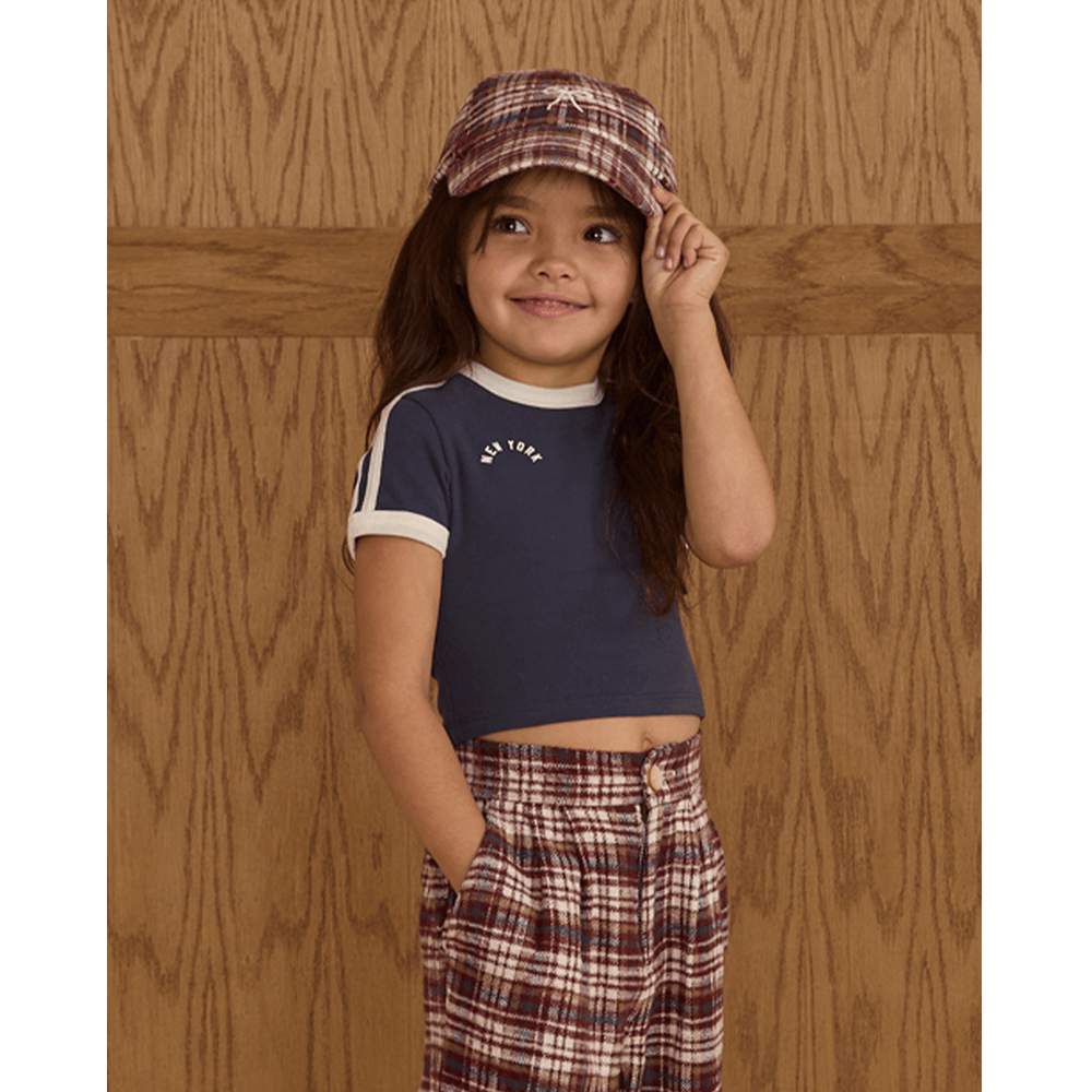Rylee + Cru Baseball Hat - Burgundy Plaid