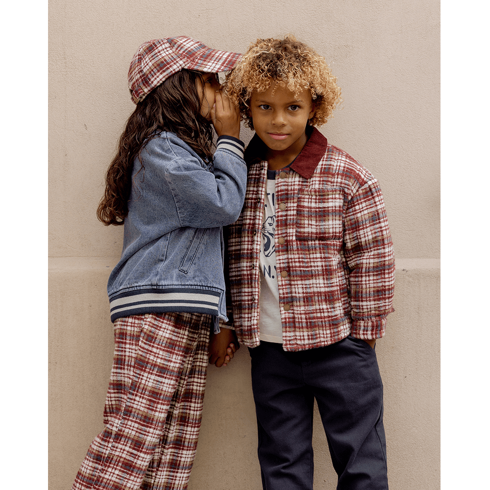 Rylee + Cru Baseball Hat - Burgundy Plaid