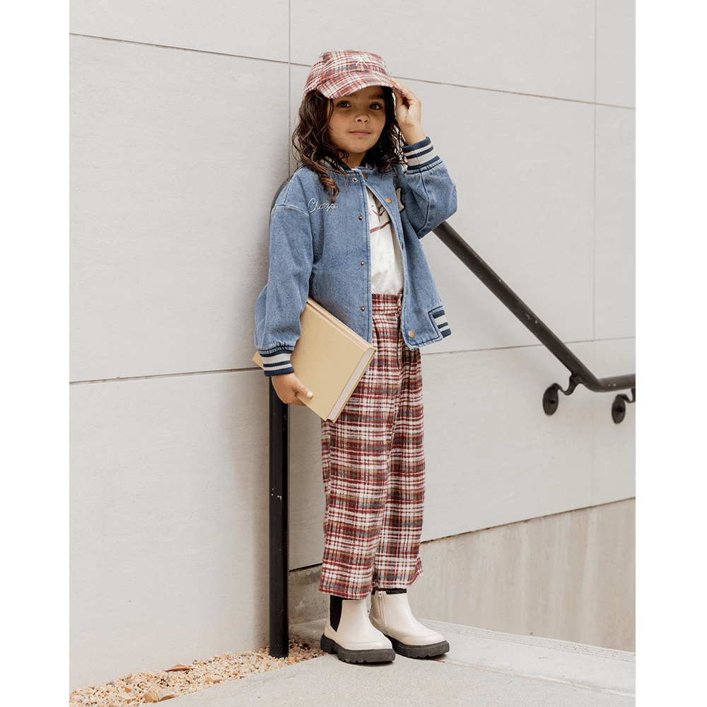 Rylee + Cru Baseball Hat - Burgundy Plaid