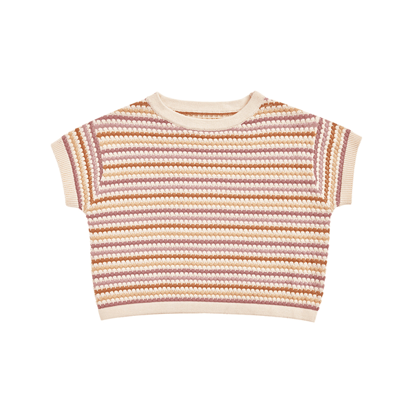Rylee + Cru Boxy Crop Knit Tee - Honeycomb Stripe