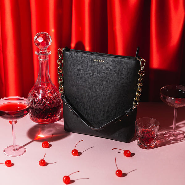Saben Claudette Crossbody - Black + Chunky Chain Handle