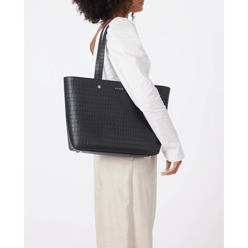 Saben Tilbury Shoulder Bag - Black Croc + Geranium