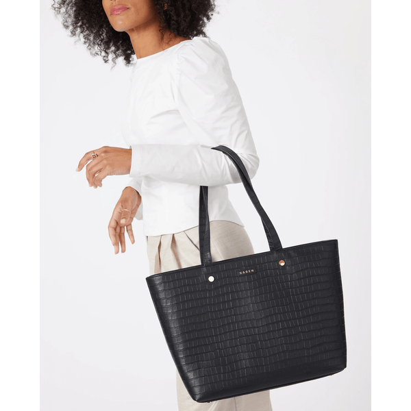 Saben Tilbury Shoulder Bag - Black Croc + Geranium
