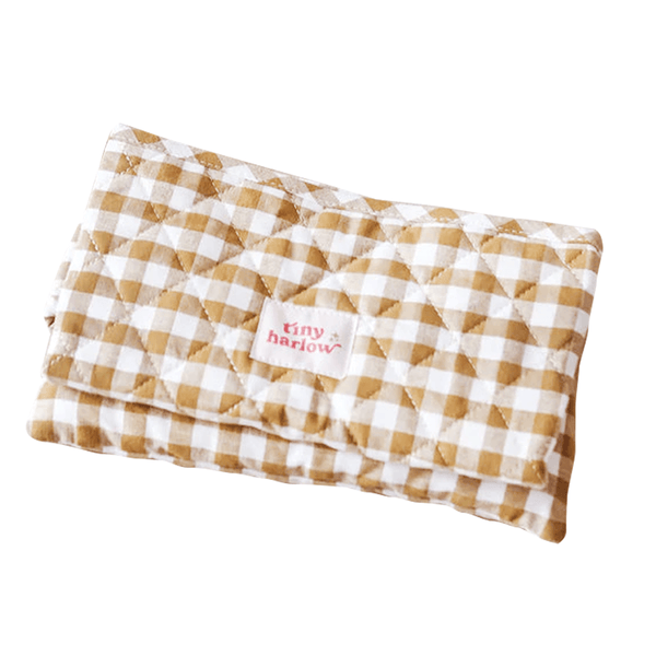 Tiny Harlow Doll Bedding - Mustard Gingham