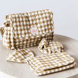 Tiny Harlow Nappy Bag Set - Mustard Gingham