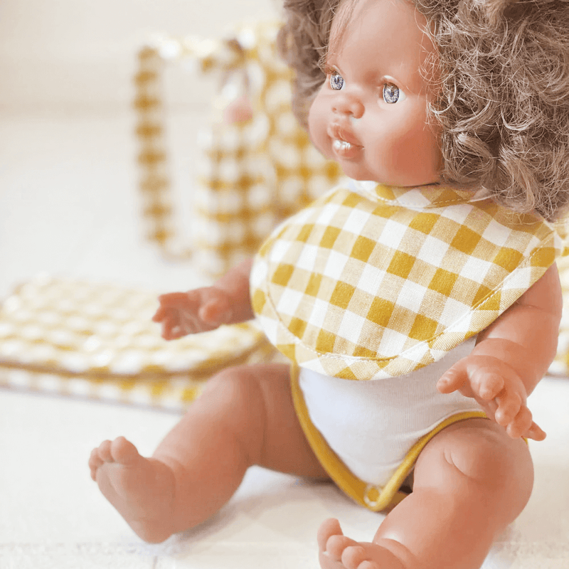 Tiny Harlow Nappy Bag Set - Mustard Gingham