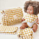 Tiny Harlow Nappy Bag Set - Mustard Gingham