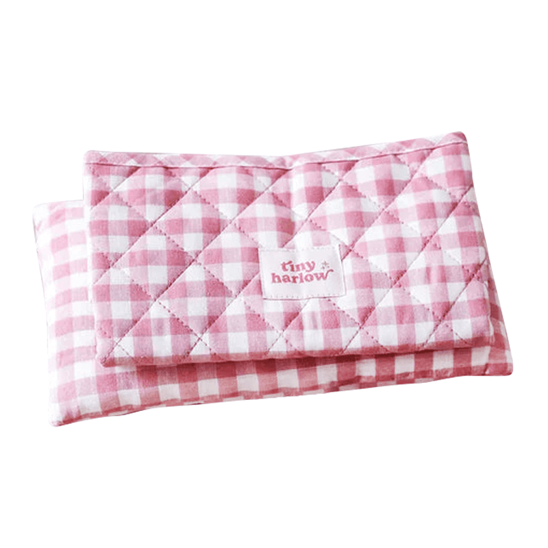 Tiny Harlow Doll Bedding - Pink Gingham