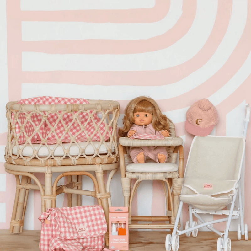 Tiny Harlow Doll Bedding - Pink Gingham