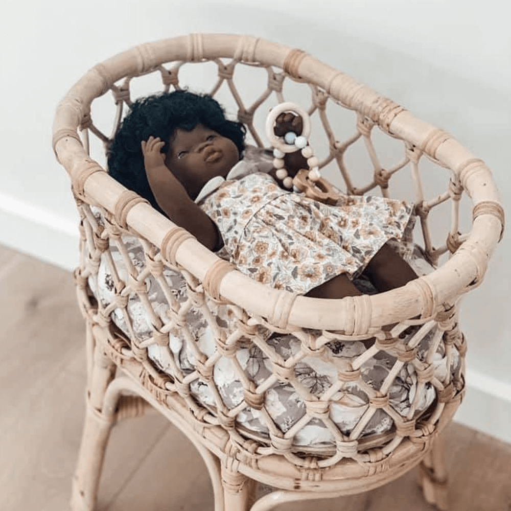 Tiny Harlow Rattan Doll Bassinet Little Gatherer NZ Childrens