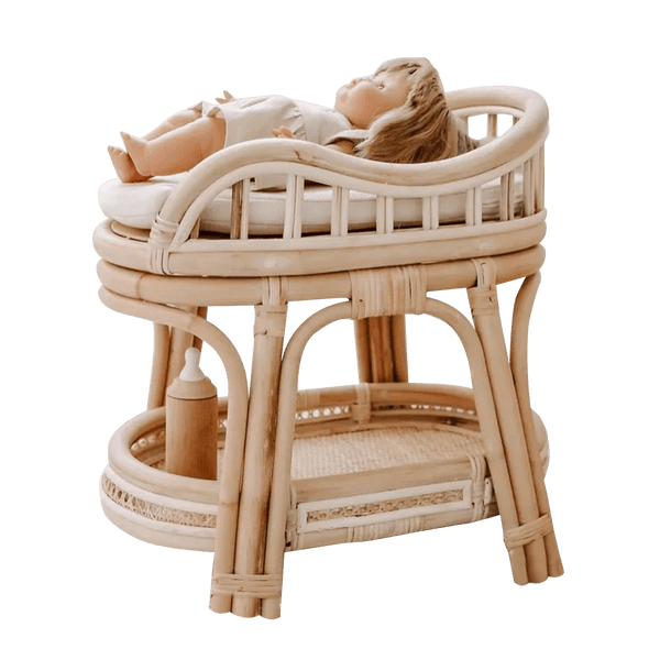 Tiny Harlow Rattan Doll Change Table