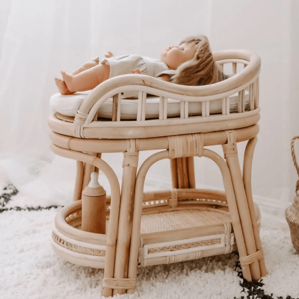 Tiny Harlow Rattan Doll Change Table