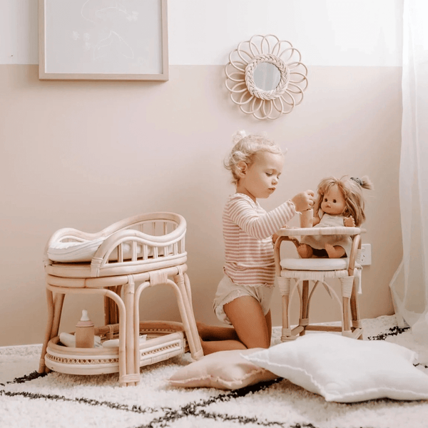 Tiny Harlow Rattan Doll Change Table