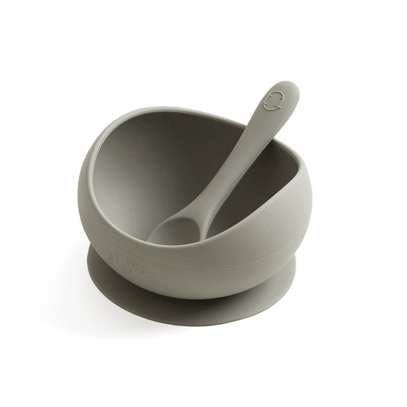 Tiny Table Co Suction Bowl & Spoon Set - Olive