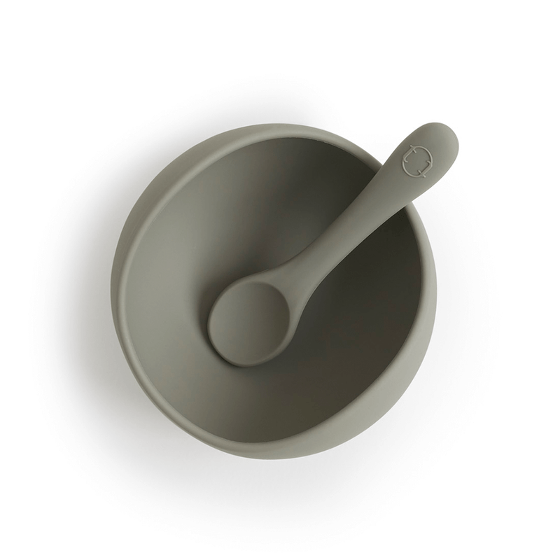 Tiny Table Co Suction Bowl & Spoon Set - Olive