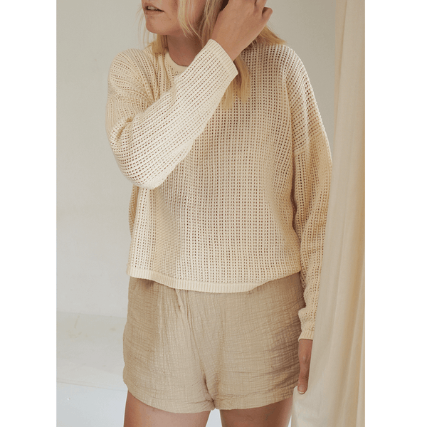 Ziggy Lou Cropped Pullover - Cream