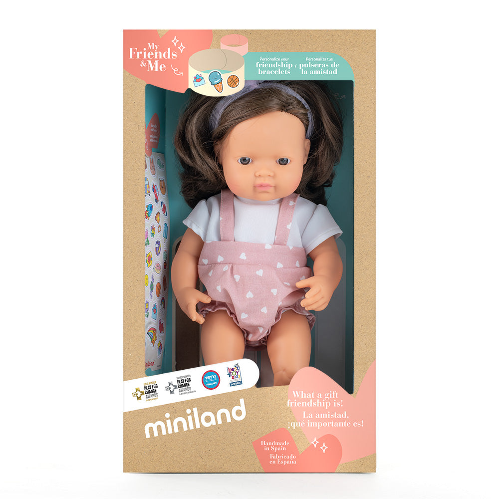 Miniland Doll Baby - Brown Hair Girl 38cm
