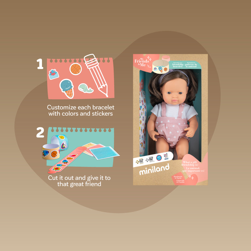 Miniland Doll Baby - Brown Hair Girl 38cm