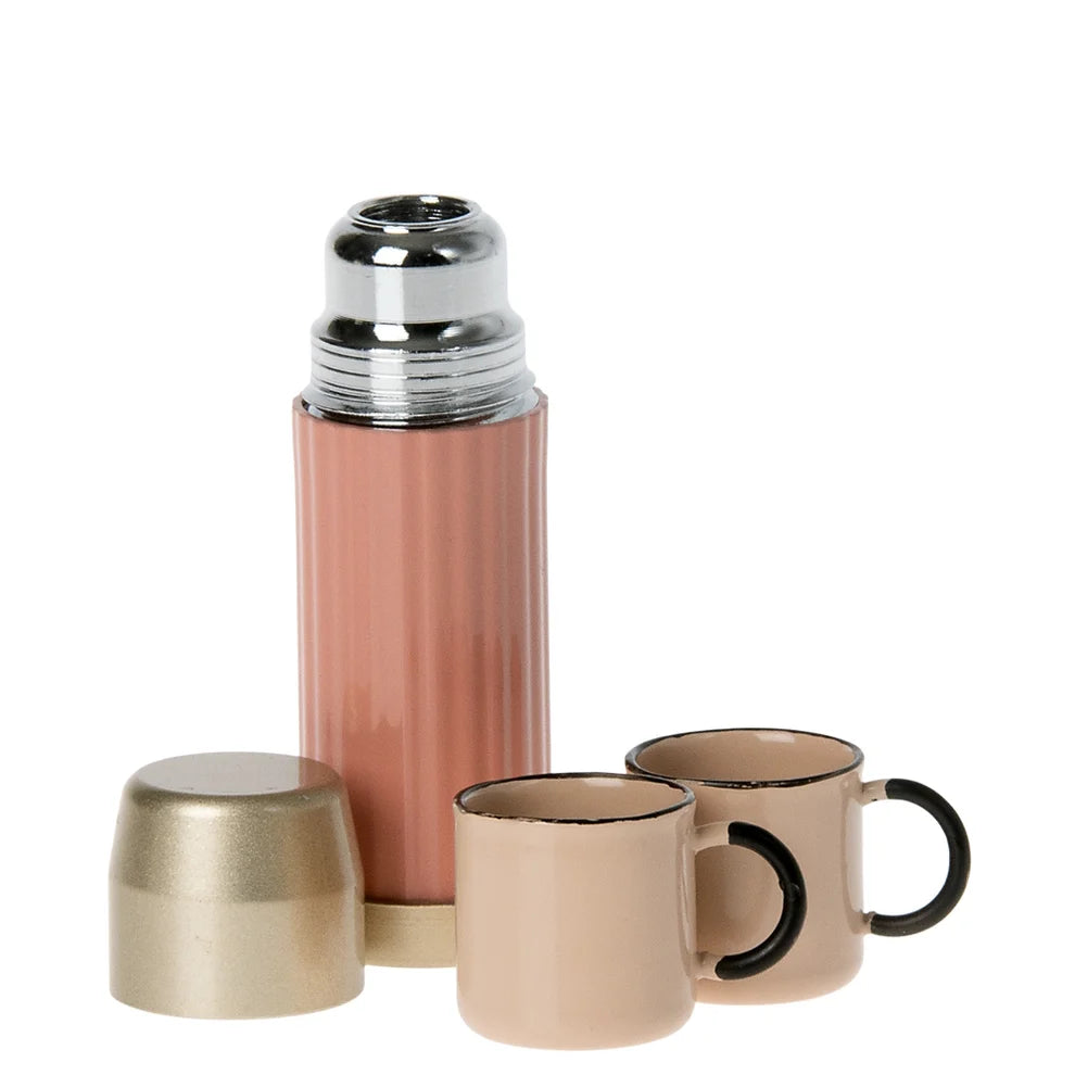 Maileg Miniature Thermos and Cups - Coral