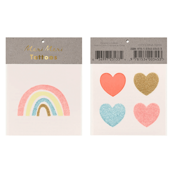 Meri Meri Tattoos - Rainbow & Hearts