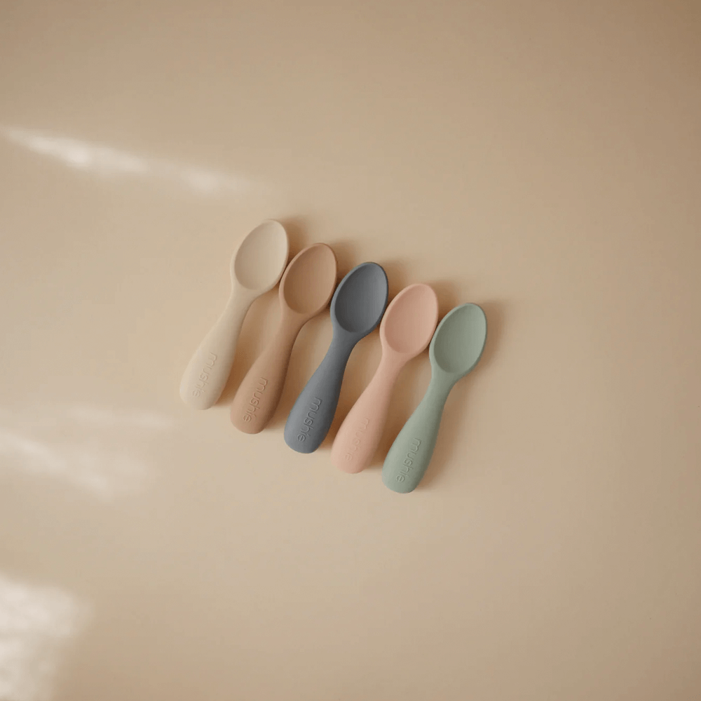 Mushie Toddler Starter Spoons - Blush/Shifting Sand