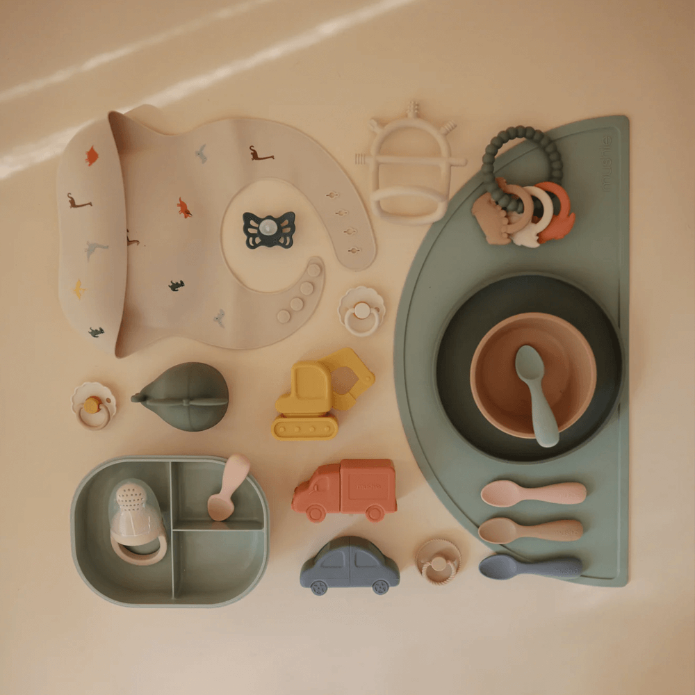 Mushie Toddler Starter Spoons - Natural/Shifting Sand