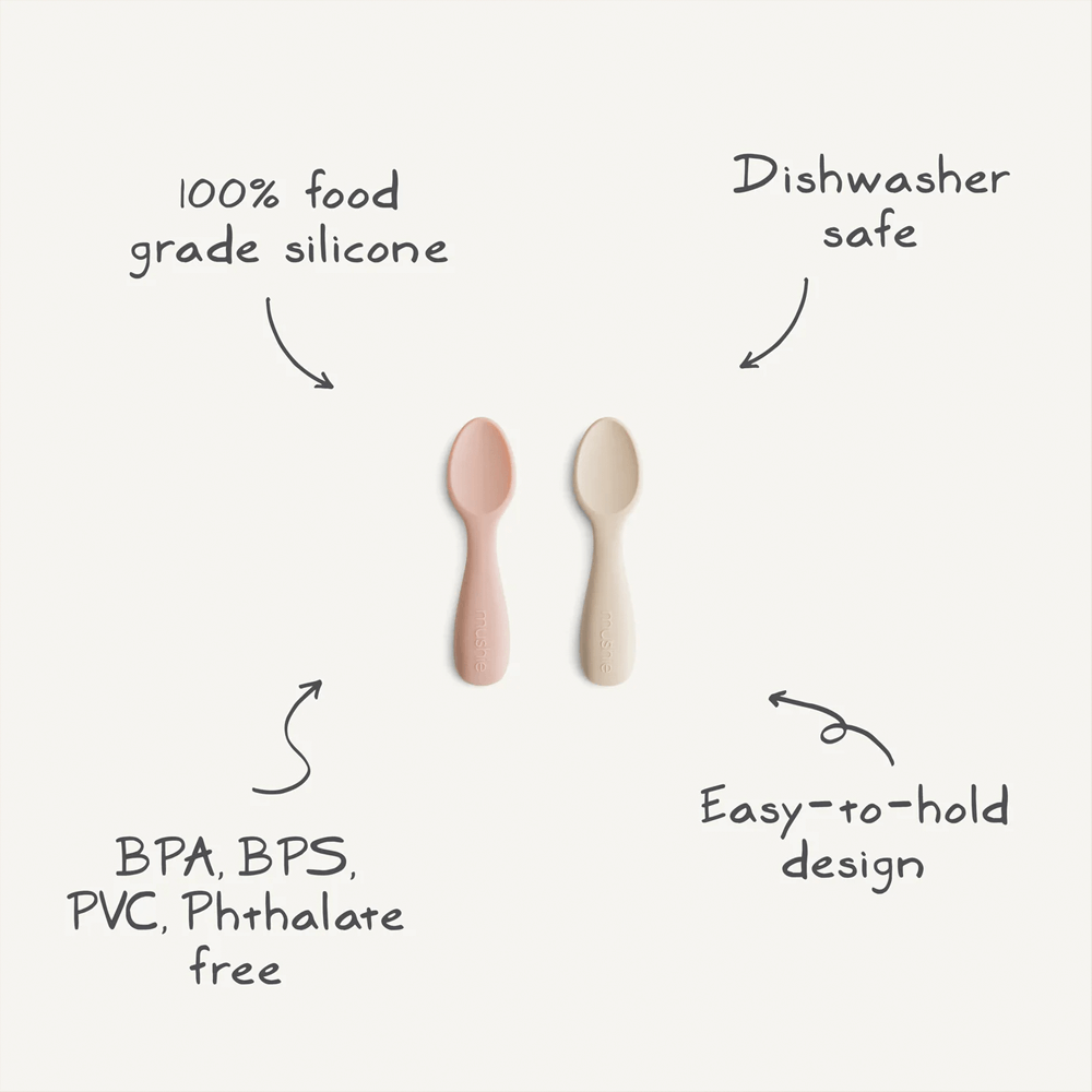 Mushie Toddler Starter Spoons - Natural/Shifting Sand
