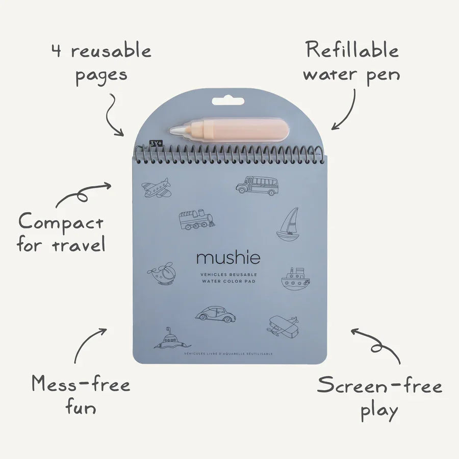 Mushie Reusable Water Colour Pad - Vehicles