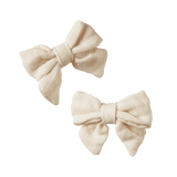 Nature Baby Small Bow Hair Clips - Natural Crinkle