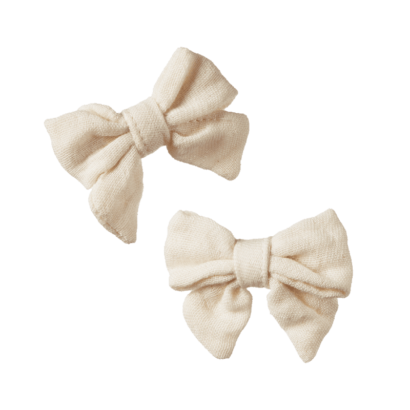 Nature Baby Small Bow Hair Clips - Natural Crinkle