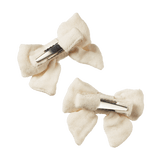 Nature Baby Small Bow Hair Clips - Natural Crinkle