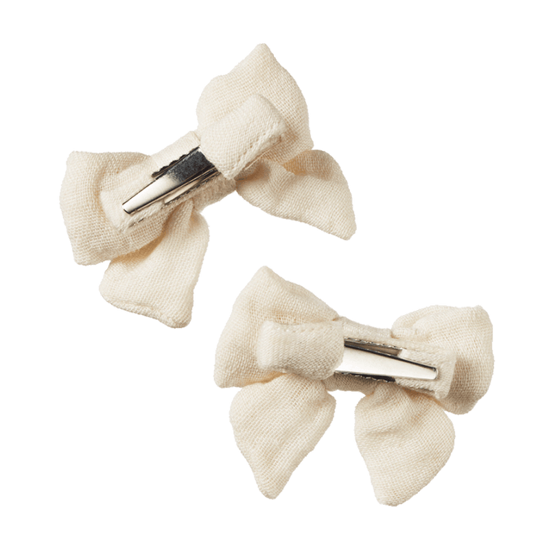 Nature Baby Small Bow Hair Clips - Natural Crinkle