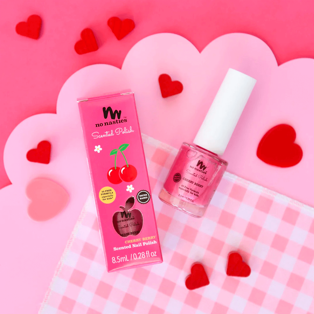 No Nasties Natural Scented Kids Nail Polish Cherry Berry - Bright Pink